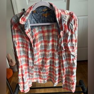JACHS Girlfriend Red, Gray and Blue Plaid Shirt Jacket